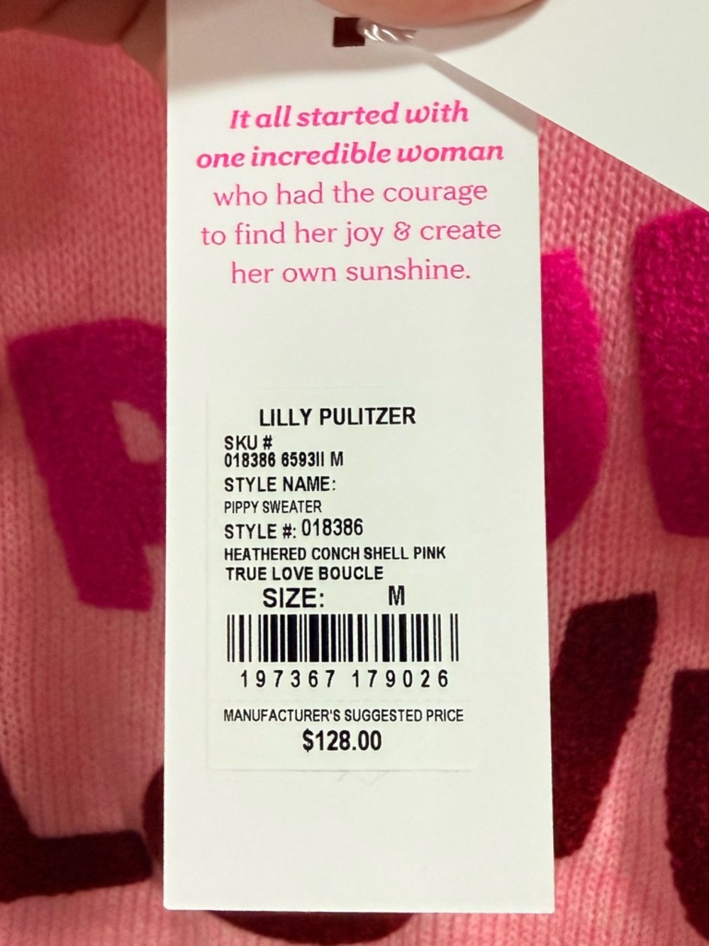 NWT Lilly Pulitzer 'TRUE LOVE' Pippy Sweater in Heathered Conch Shell Pink - Picture 12 of 16